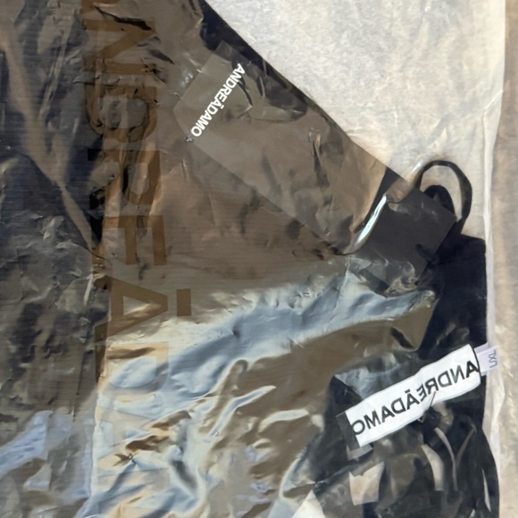 ANDREĀDAMO Black Ribbed Jersey Double Straps Mini Dress - Size L/XL - Picture 15 of 16